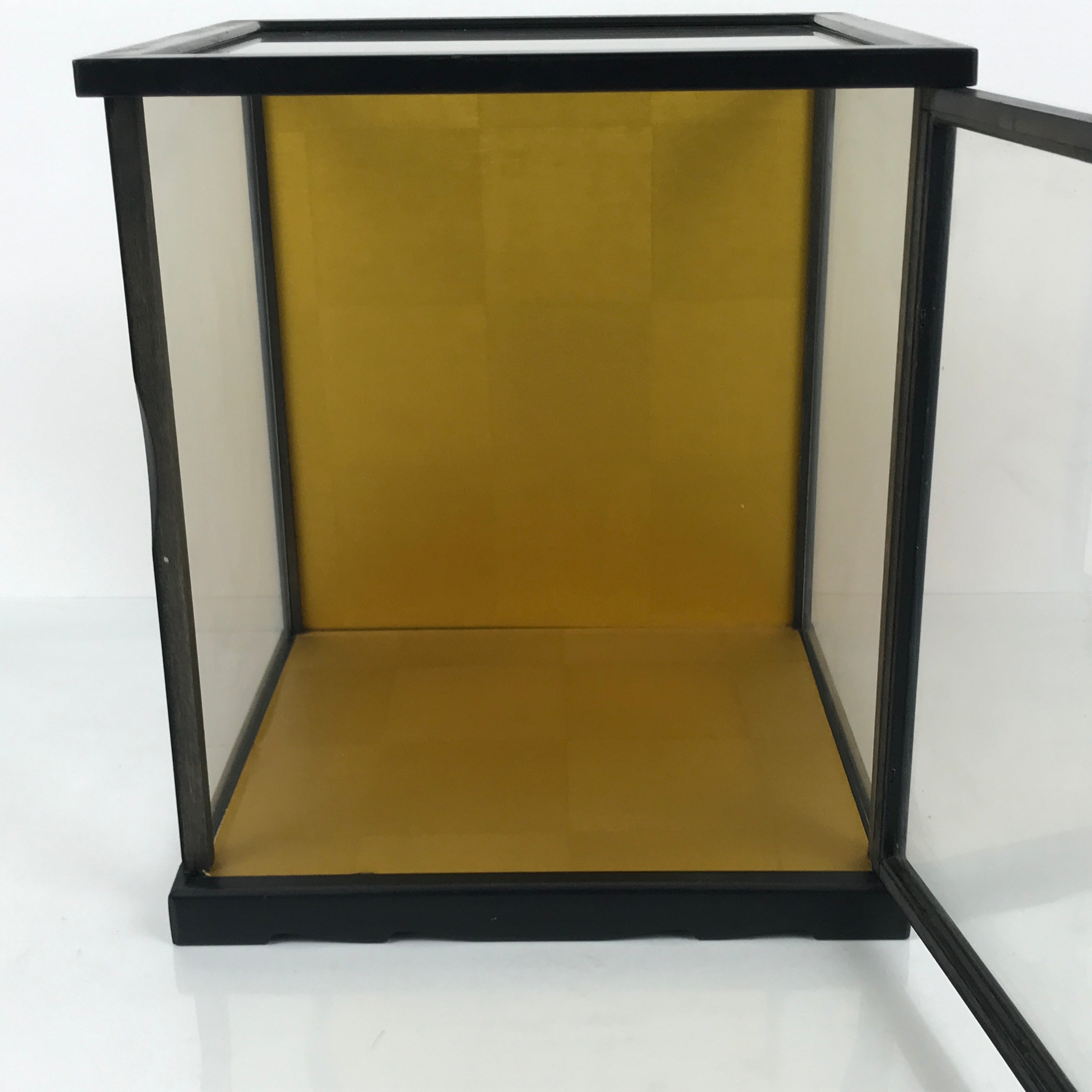 Japanese Wooden Frame Glass Display Case Vtg Hina Doll Figurine Statue ID659
