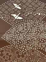 Japanese Wooden Framed Ise Katagami Vtg Kimono Stencil Shochikubai Fans FR7