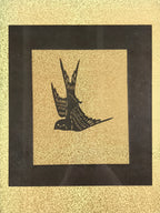 Japanese Wooden Framed Katagami Vtg Kimono Stencil Tsubame Swallow Bird FR8