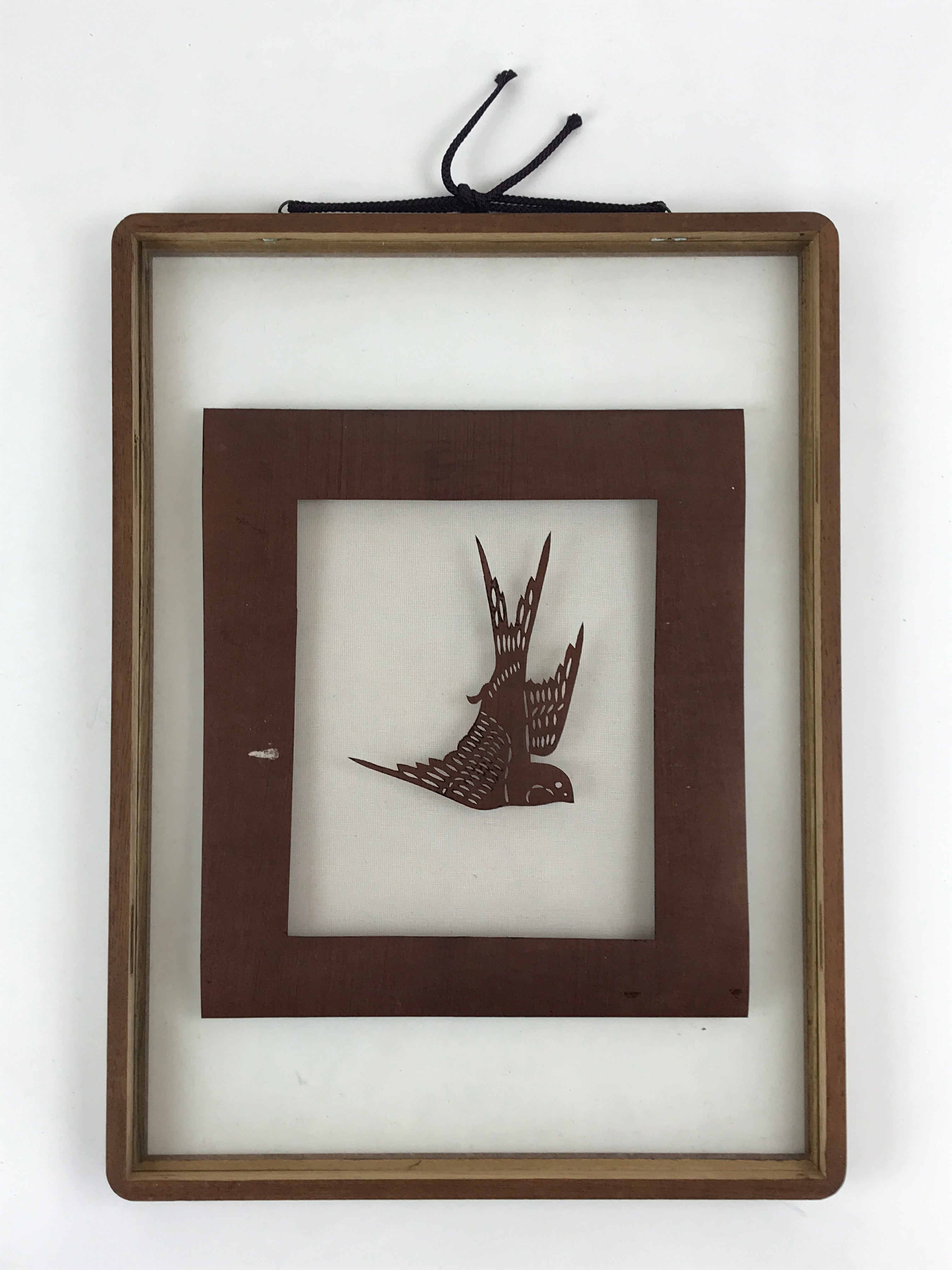 Japanese Wooden Framed Katagami Vtg Kimono Stencil Tsubame Swallow Bird FR8
