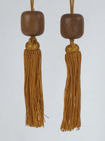 Japanese Wooden Hanging Scroll Weights Fuchin Vtg Kakejiku Gold Tassel FC336