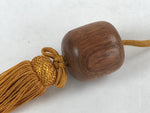Japanese Wooden Hanging Scroll Weights Fuchin Vtg Kakejiku Gold Tassel FC336