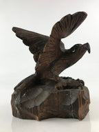 Japanese Wooden Hawk Statue Vtg Good Fortune Happiness Auspicious Sculpture AB10