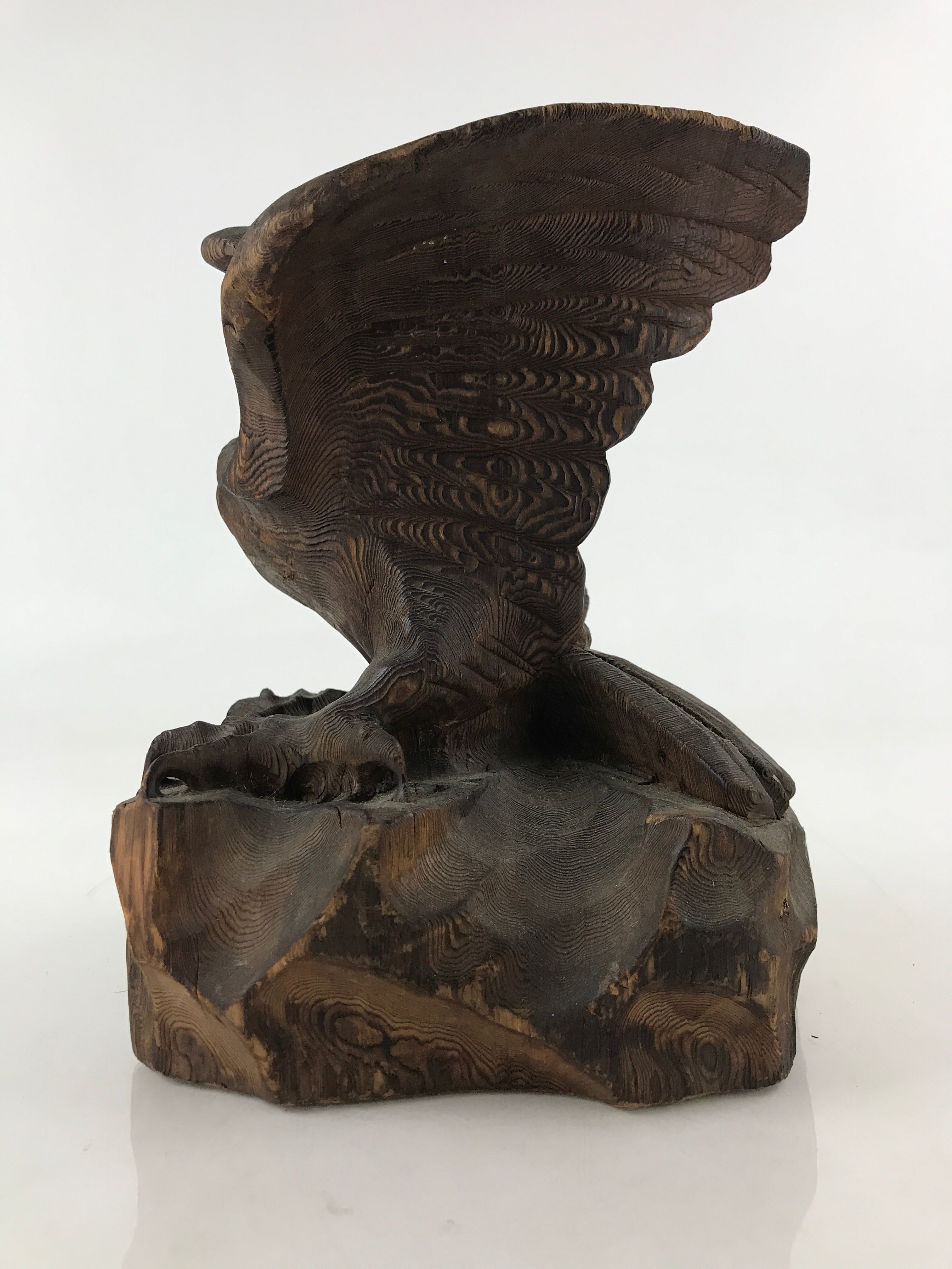 Japanese Wooden Hawk Statue Vtg Good Fortune Happiness Auspicious Sculpture AB10