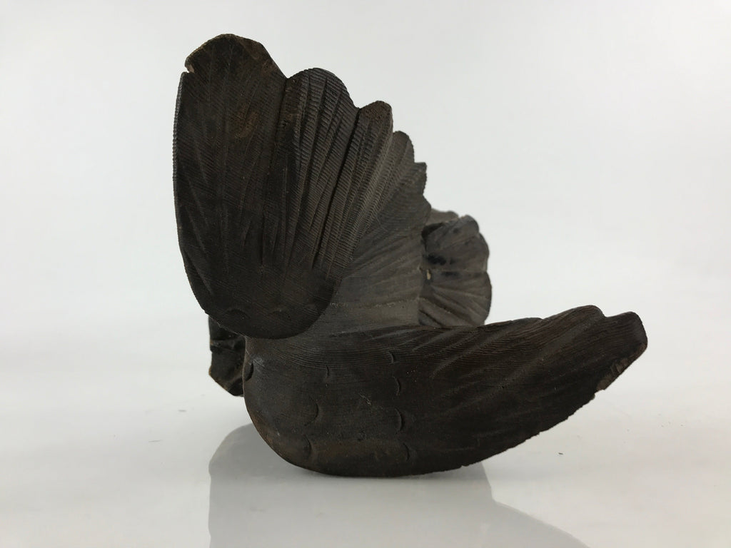 Japanese Wooden Hawk Statue Vtg Good Fortune Happiness Auspicious Sculpture AB10