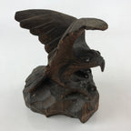 Japanese Wooden Hawk Statue Vtg Good Fortune Happiness Auspicious Sculpture AB10