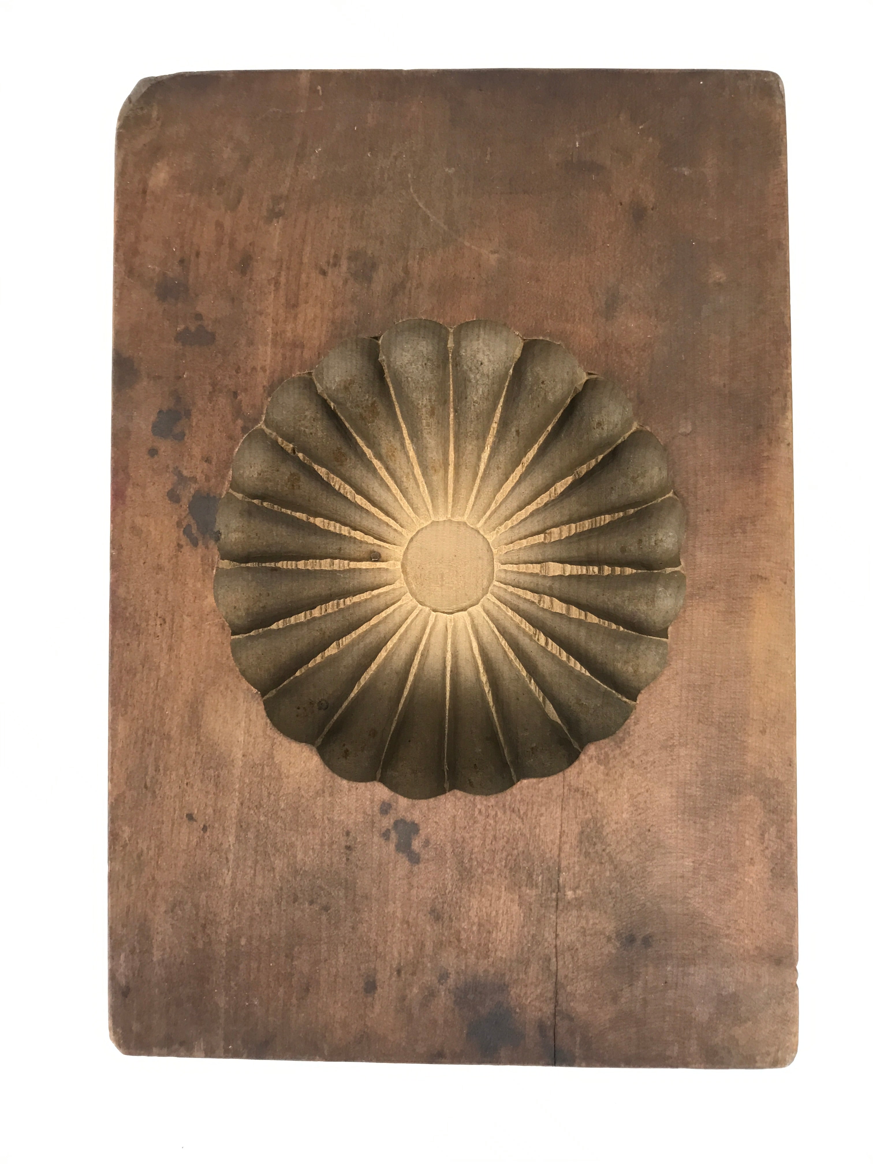 Japanese Wooden Kashigata Cake Mold Vtg Sweet Wagashi Chrysanthemum Kiku Kg642