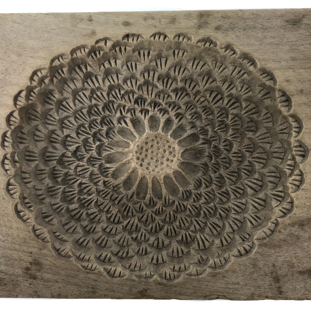 Japanese Wooden Kashigata Cake Mold Vtg Sweet Wagashi Chrysanthemum Kiku Kg746