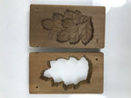 Japanese Wooden Kashigata Cake Mold Vtg Sweet Wagashi Chrysanthemum Leaf Kg656