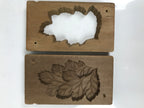 Japanese Wooden Kashigata Cake Mold Vtg Sweet Wagashi Chrysanthemum Leaf Kg656