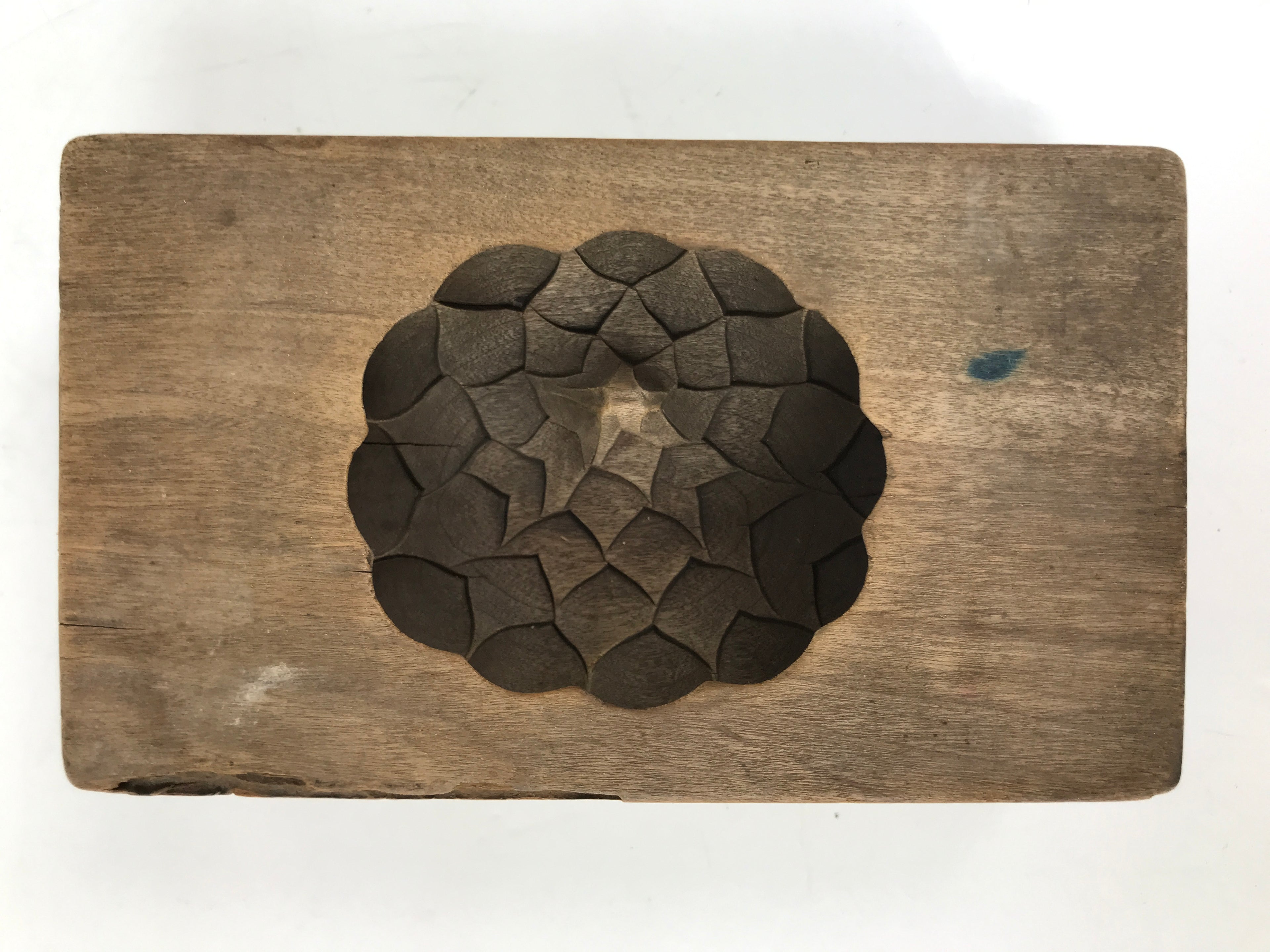 Japanese Wooden Kashigata Cake Mold Vtg Sweet Wagashi Dahlia Tenjikubotan Kg723