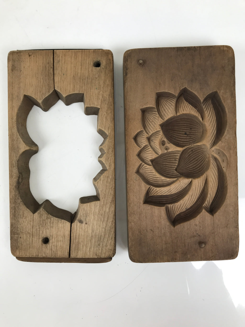 Japanese Wooden Kashigata Cake Mold Vtg Sweet Wagashi Lotus Flower Hasu Kg691