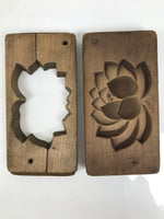Japanese Wooden Kashigata Cake Mold Vtg Sweet Wagashi Lotus Flower Hasu Kg691