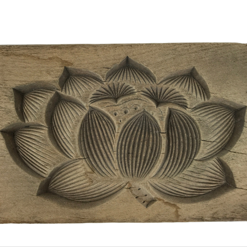 Japanese Wooden Kashigata Cake Mold Vtg Sweet Wagashi Lotus Flower Hasu Kg766