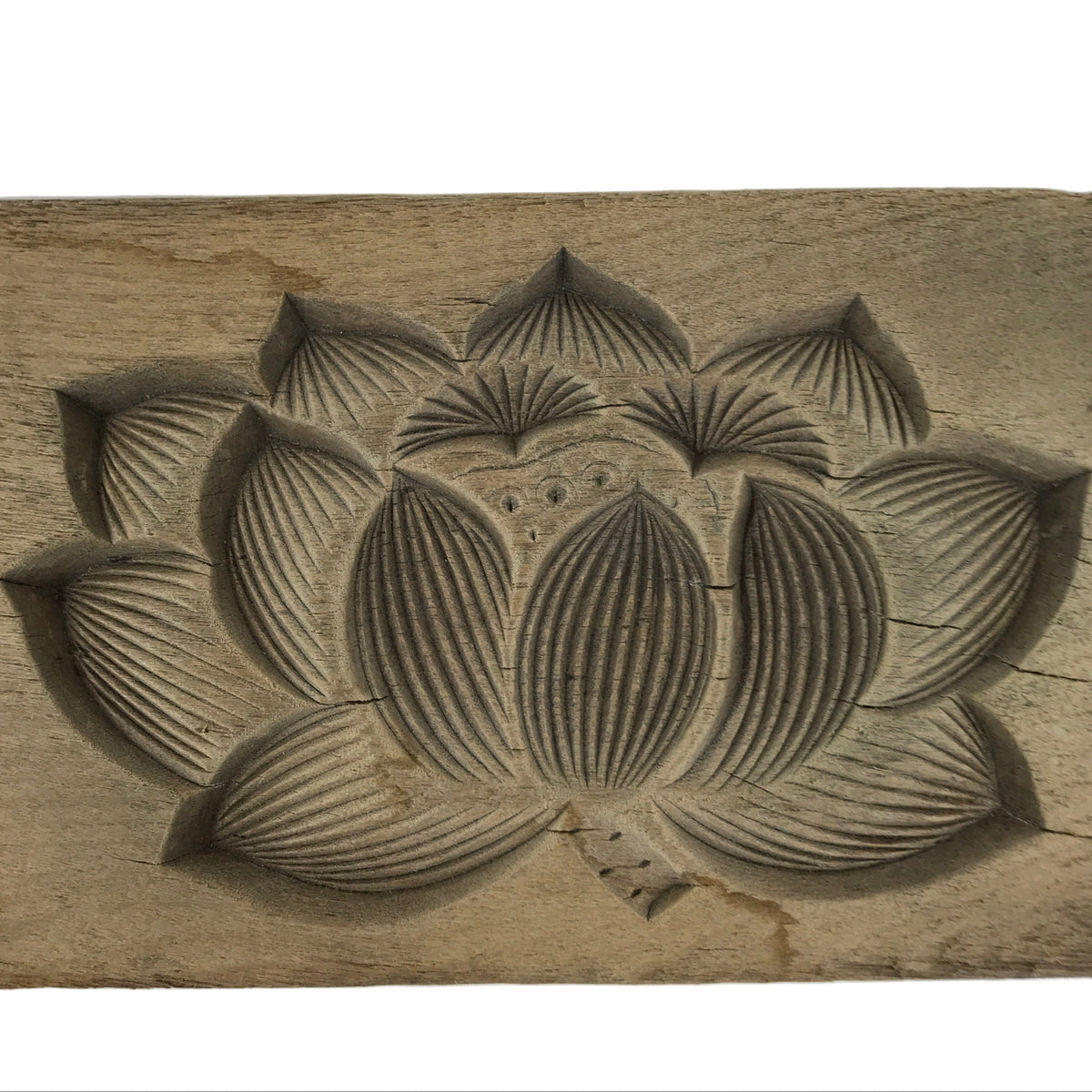 Japanese Wooden Kashigata Cake Mold Vtg Sweet Wagashi Lotus Flower Hasu Kg766
