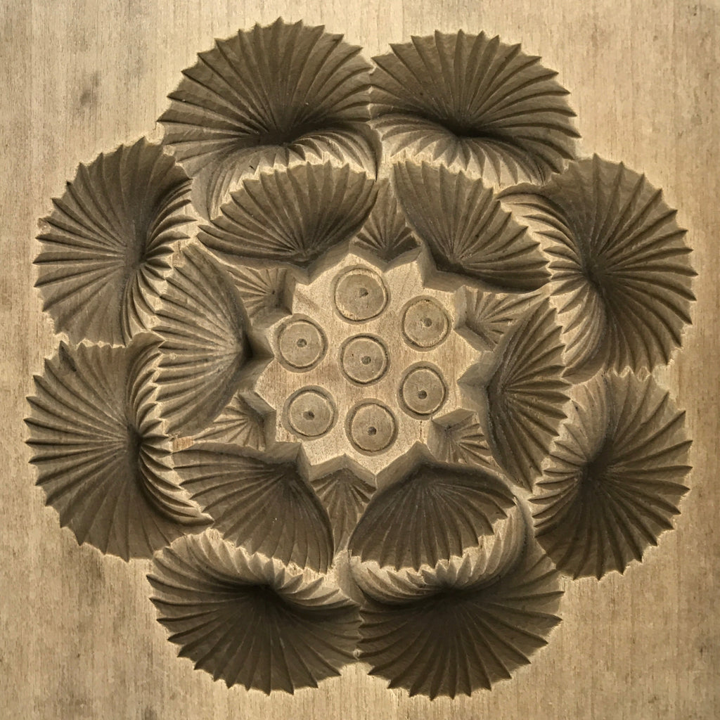 Japanese Wooden Kashigata Cake Mold Vtg Sweet Wagashi Lotus Flower Hasu Kg777