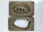 Japanese Wooden Kashigata Cake Mold Vtg Sweet Wagashi Lotus Flower Leaf Kg675
