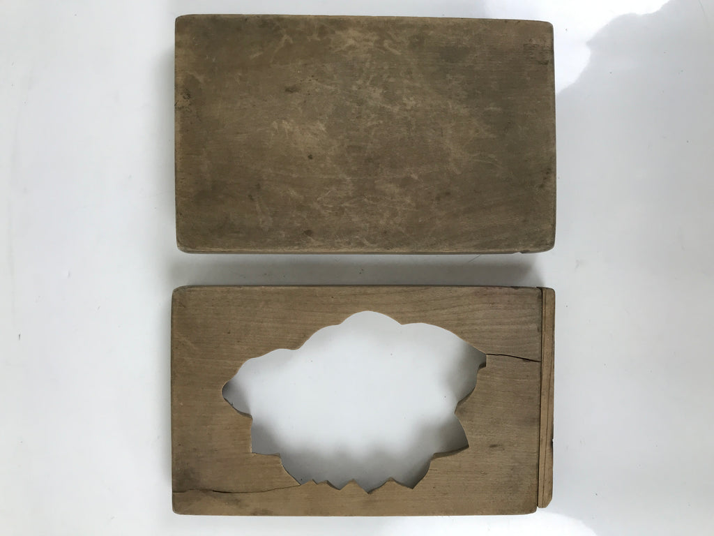 Japanese Wooden Kashigata Cake Mold Vtg Sweet Wagashi Lotus Flower Leaf Kg679