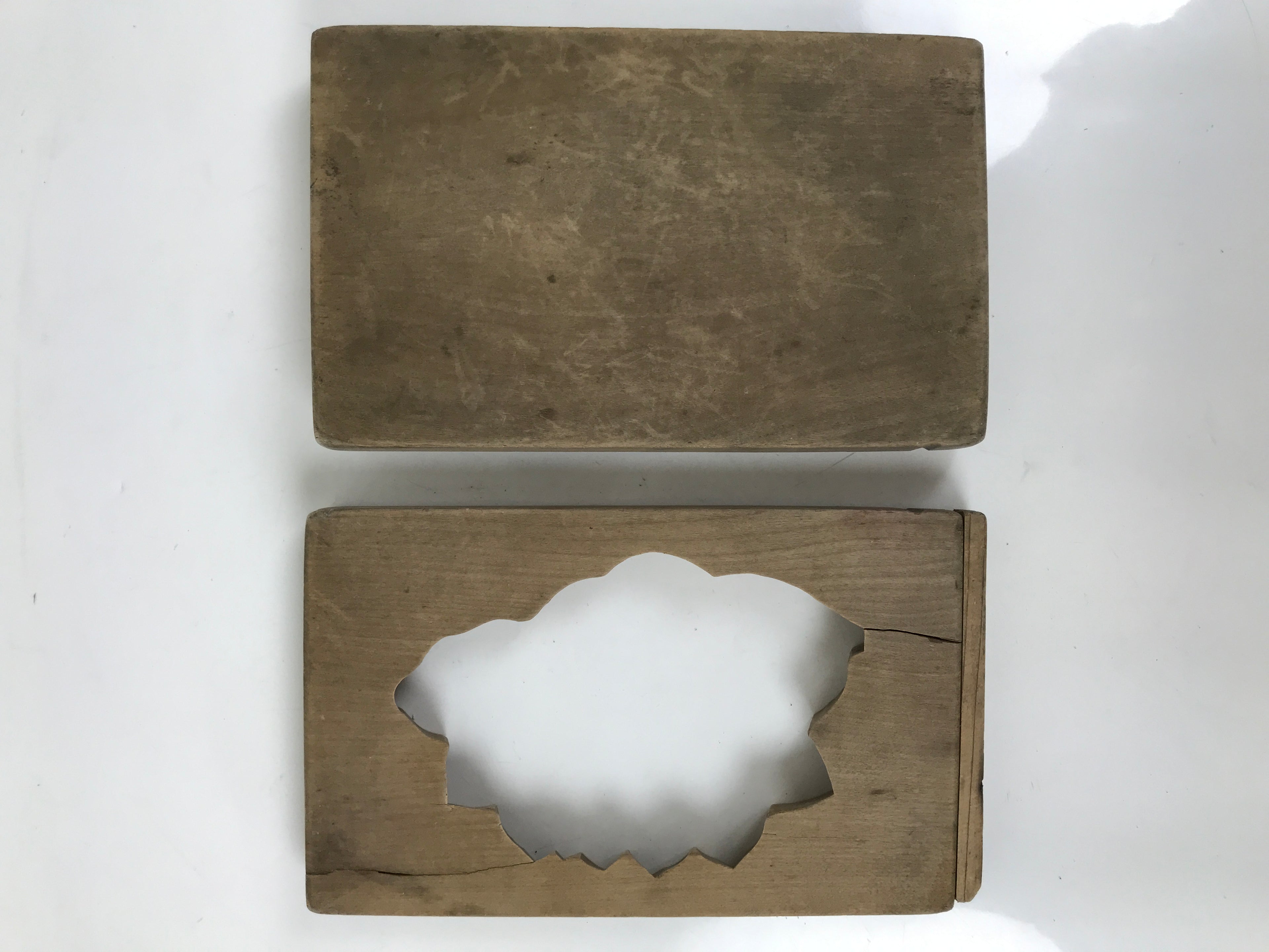 Japanese Wooden Kashigata Cake Mold Vtg Sweet Wagashi Lotus Flower Leaf Kg679