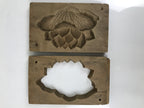 Japanese Wooden Kashigata Cake Mold Vtg Sweet Wagashi Lotus Flower Leaf Kg679