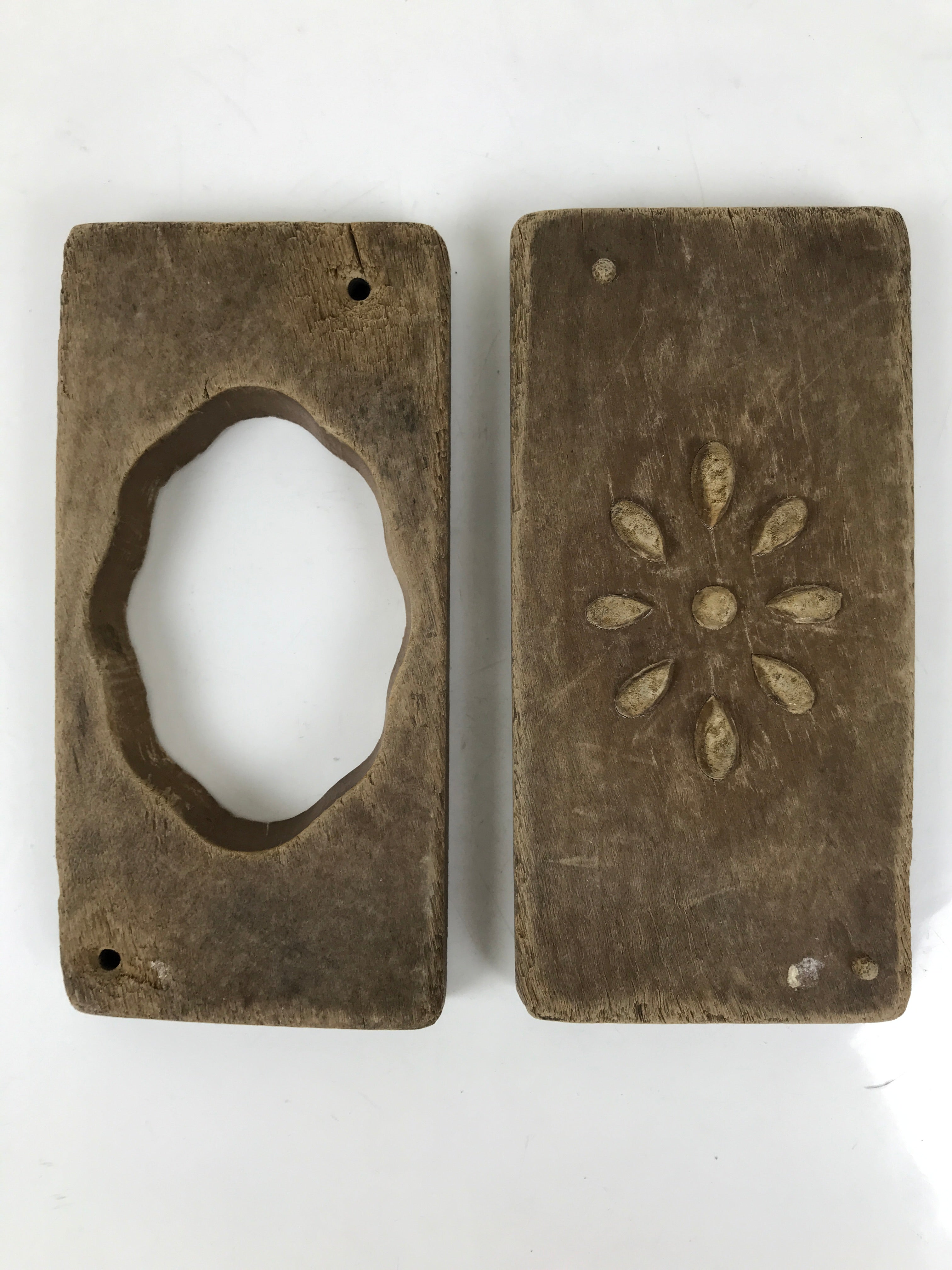 Japanese Wooden Kashigata Cake Mold Vtg Sweet Wagashi Lotus Root Renkon Kg665