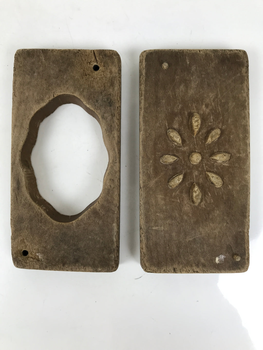 Japanese Wooden Kashigata Cake Mold Vtg Sweet Wagashi Lotus Root Renkon Kg665