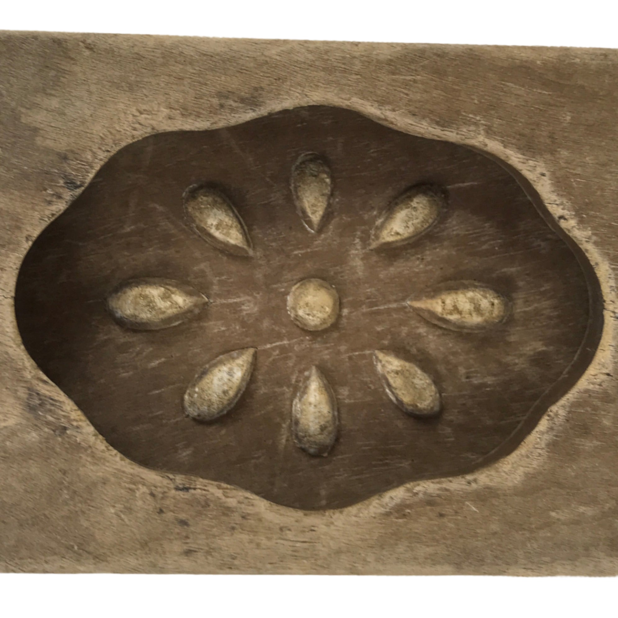 Japanese Wooden Kashigata Cake Mold Vtg Sweet Wagashi Lotus Root Renkon Kg665