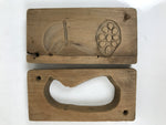 Japanese Wooden Kashigata Cake Mold Vtg Sweet Wagashi Lotus Root Renkon Kg719