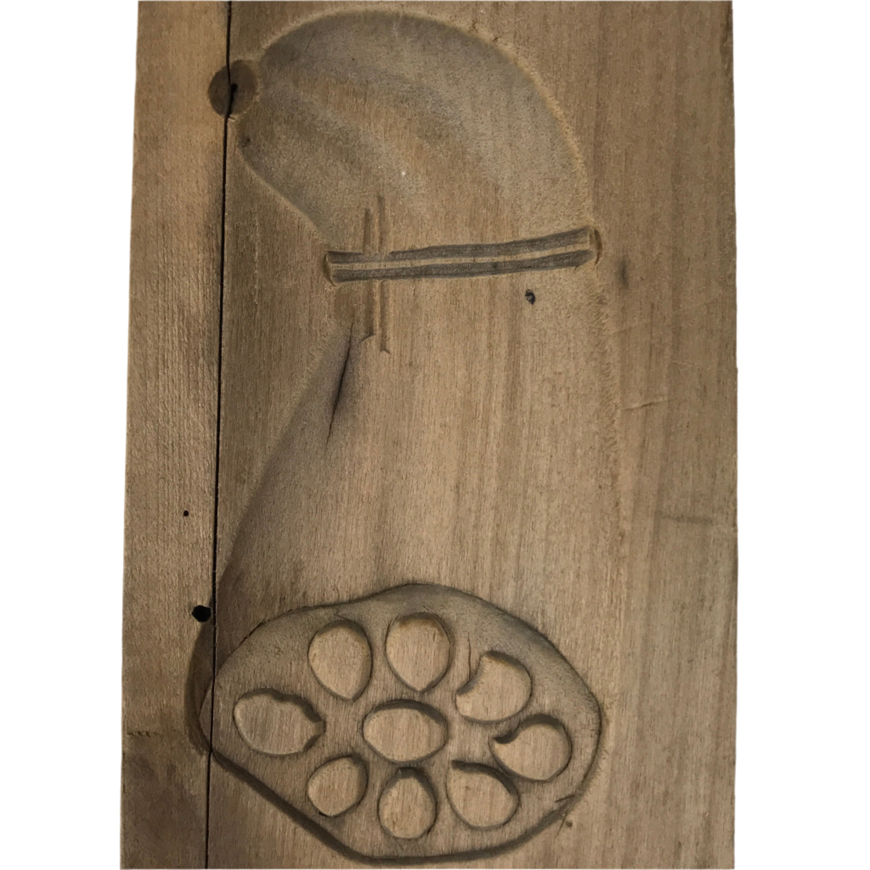Japanese Wooden Kashigata Cake Mold Vtg Sweet Wagashi Lotus Root Renkon Kg719