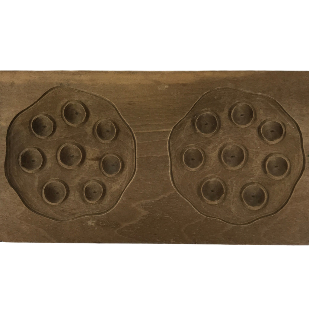 Japanese Wooden Kashigata Cake Mold Vtg Sweet Wagashi Lotus Root Renkon Kg740