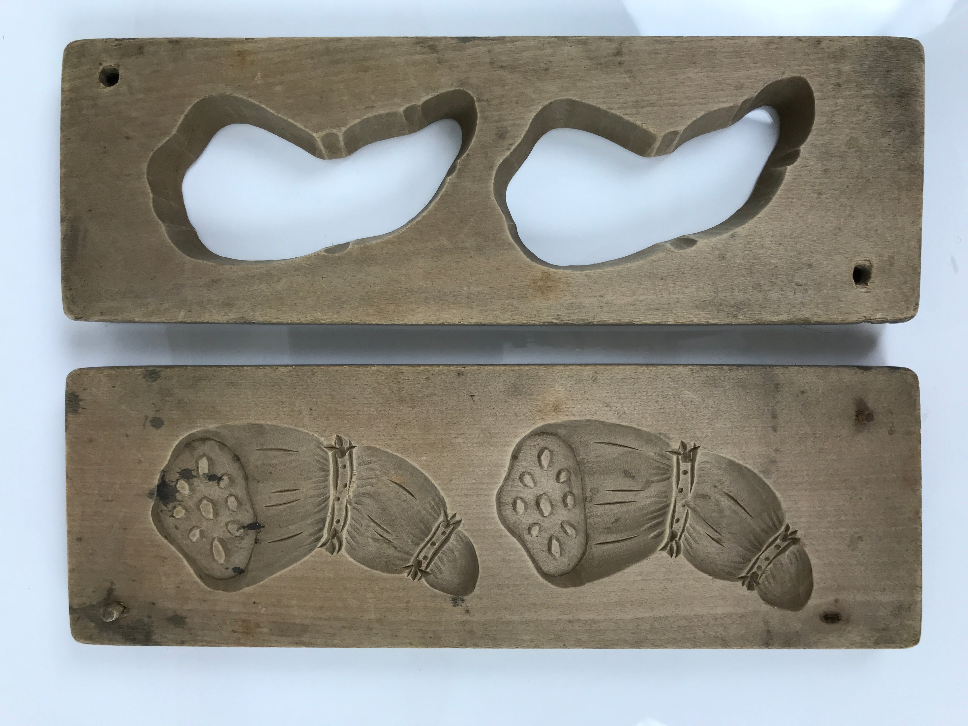 Japanese Wooden Kashigata Cake Mold Vtg Sweet Wagashi Lotus Root Renkon Kg744