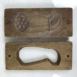 Japanese Wooden Kashigata Cake Mold Vtg Sweet Wagashi Lotus Root Renkon Kg776