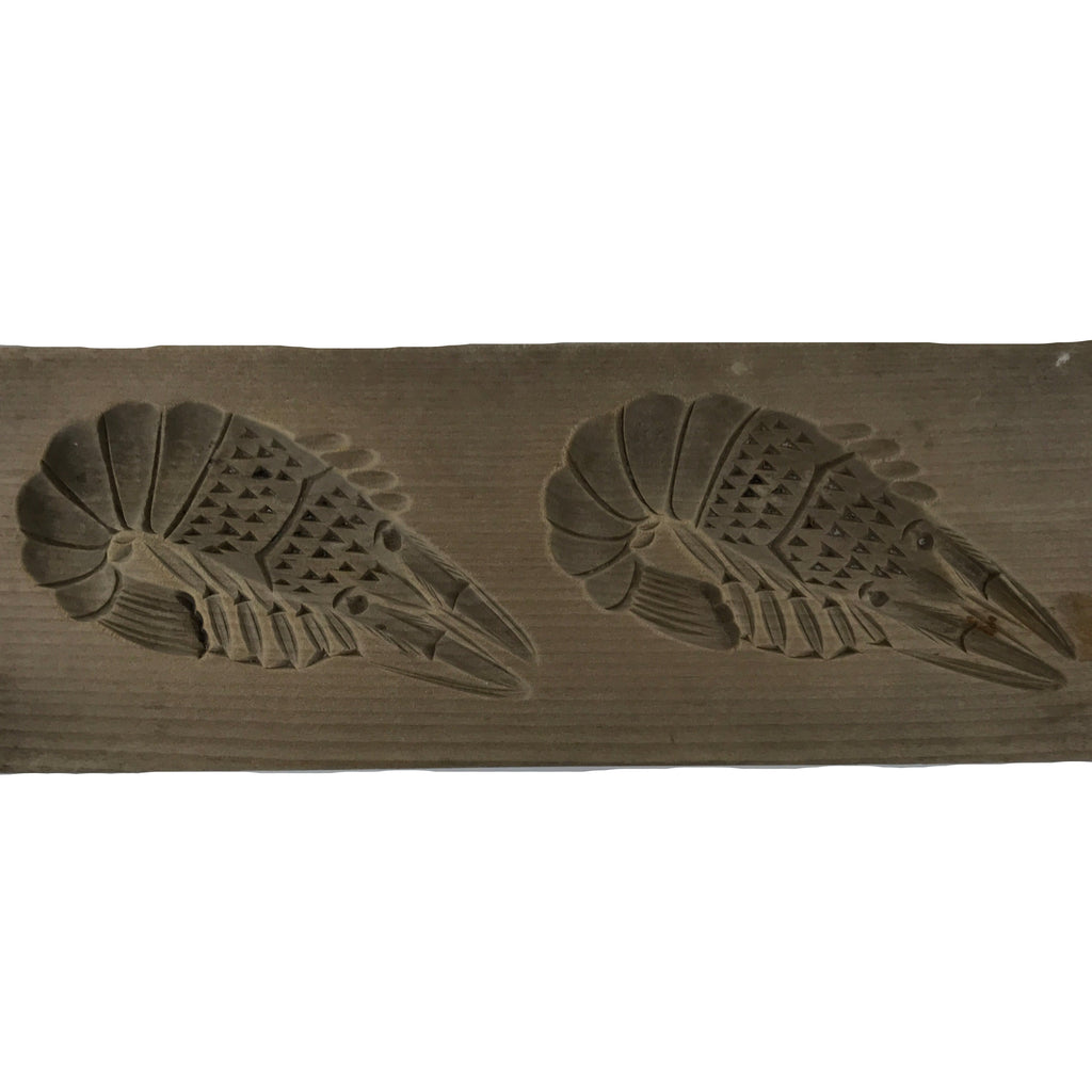 Japanese Wooden Kashigata Cake Mold Vtg Sweet Wagashi Shrimp Prawn Ebi Kg736