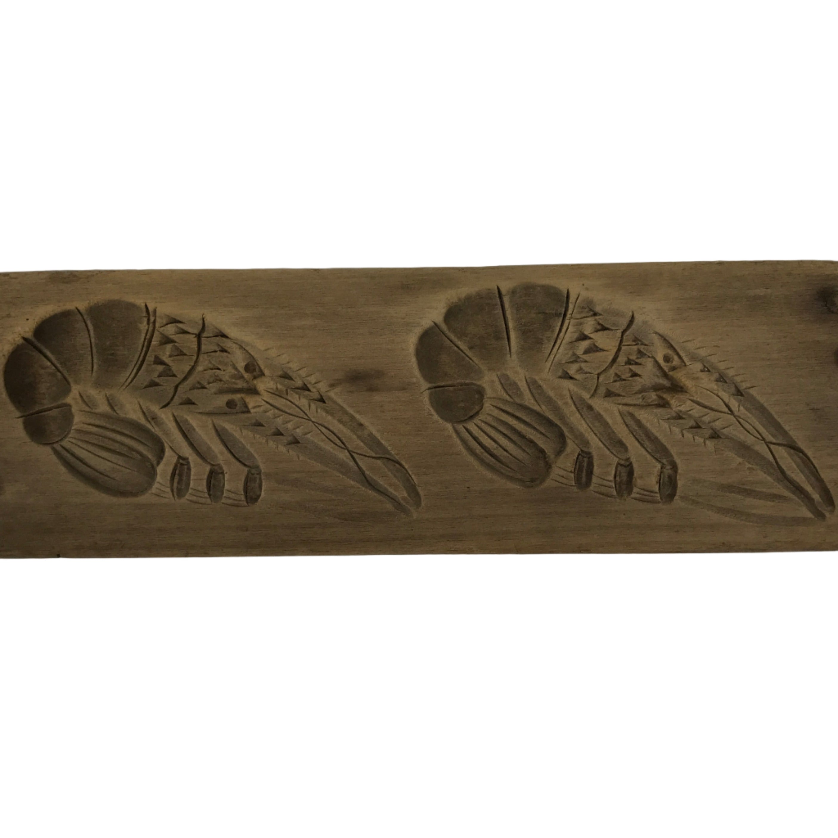 Japanese Wooden Kashigata Cake Mold Vtg Sweet Wagashi Shrimp Prawn Ebi Kg753