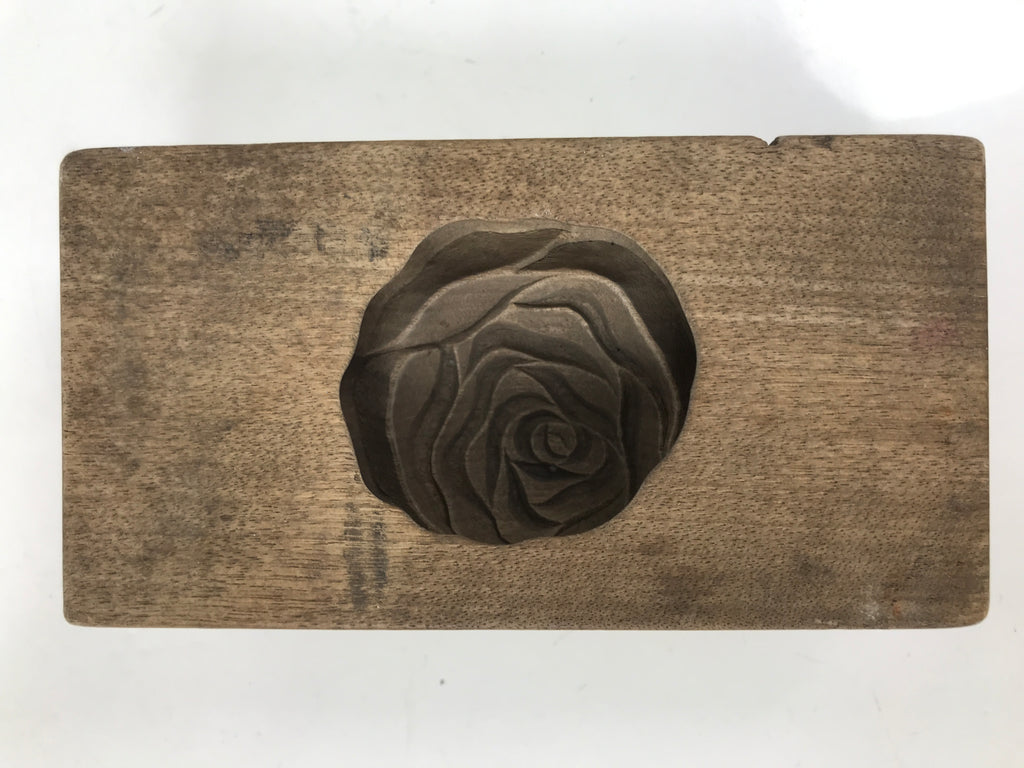 Japanese Wooden Kashigata Cake Mold Vtg Sweet Wagashi Small Rose Bara Kg724