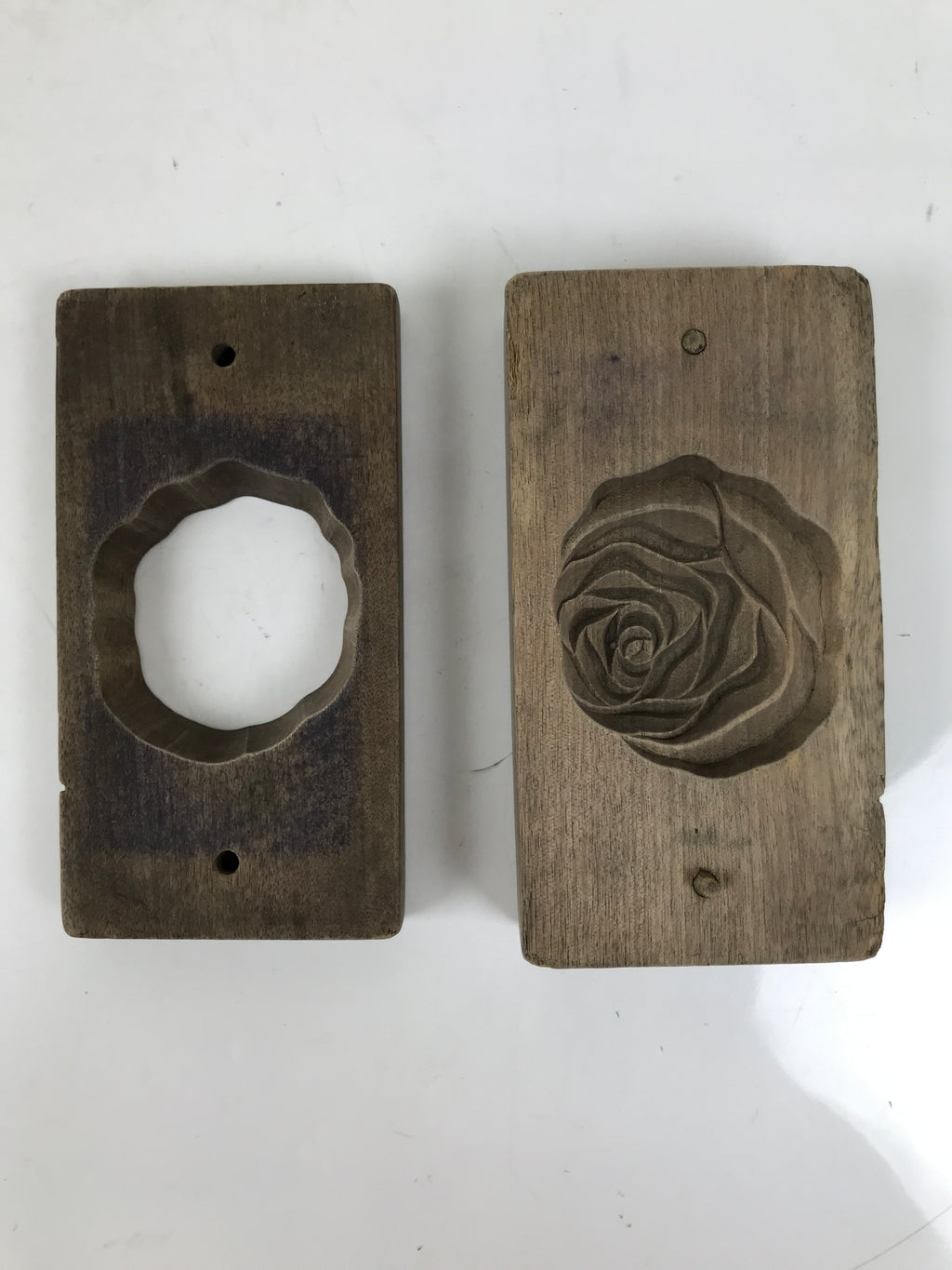 Japanese Wooden Kashigata Cake Mold Vtg Sweet Wagashi Small Rose Bara Kg724