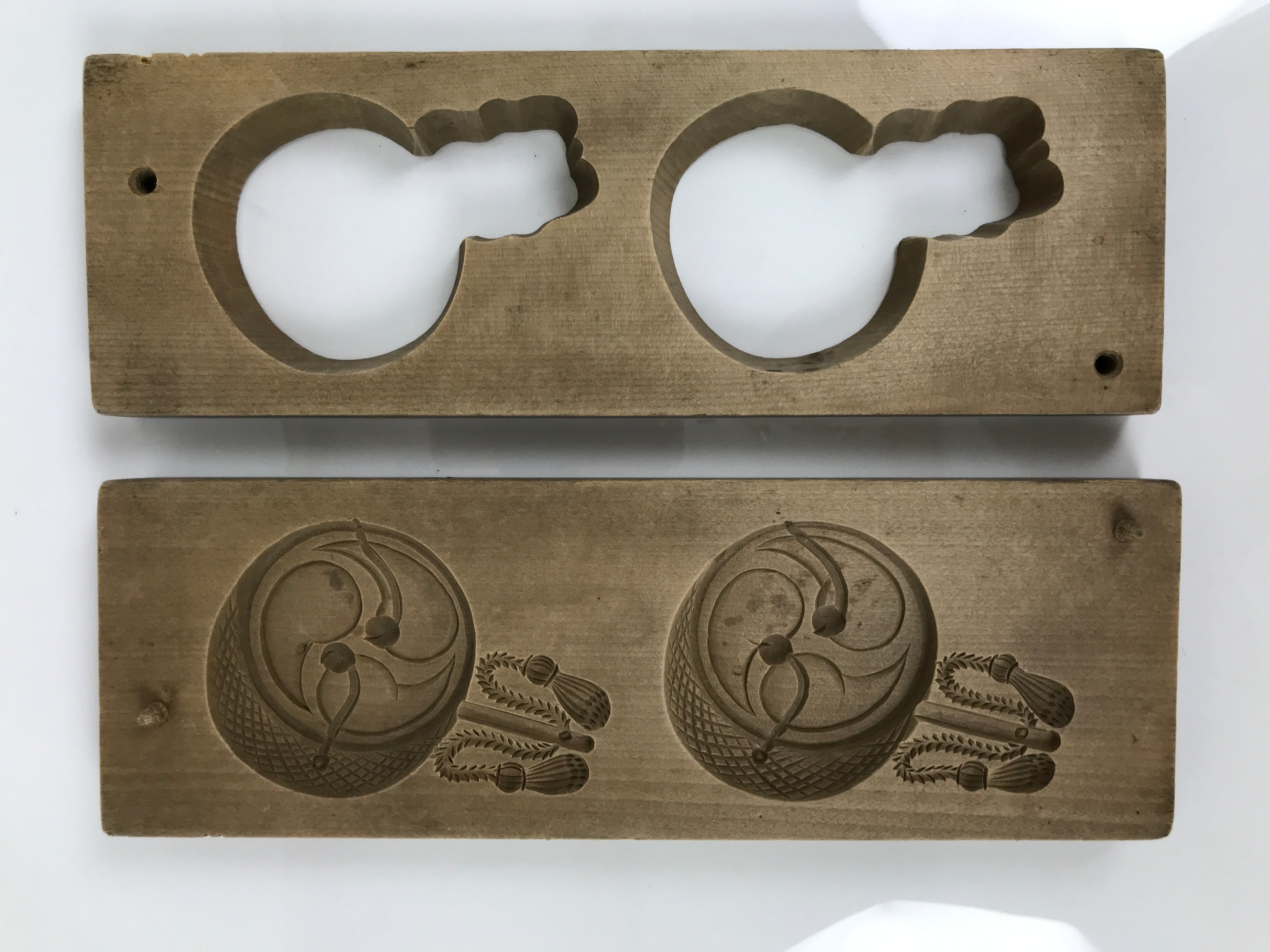 Japanese Wooden Kashigata Cake Mold Vtg Sweet Wagashi Small Taiko Drums Kg742