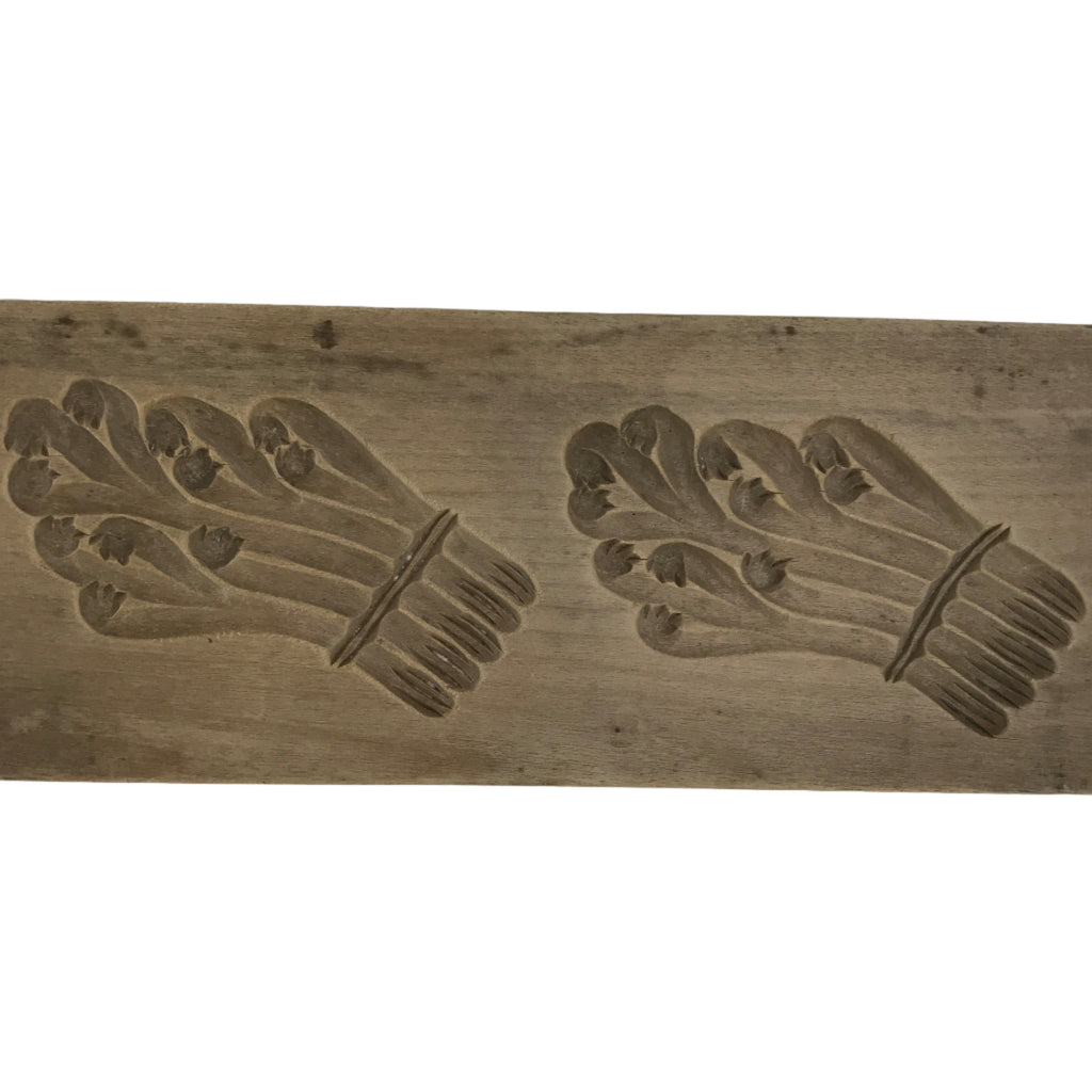 Japanese Wooden Kashigata Cake Mold Vtg Sweet Wagashi Warabi Bracken Fern Kg755