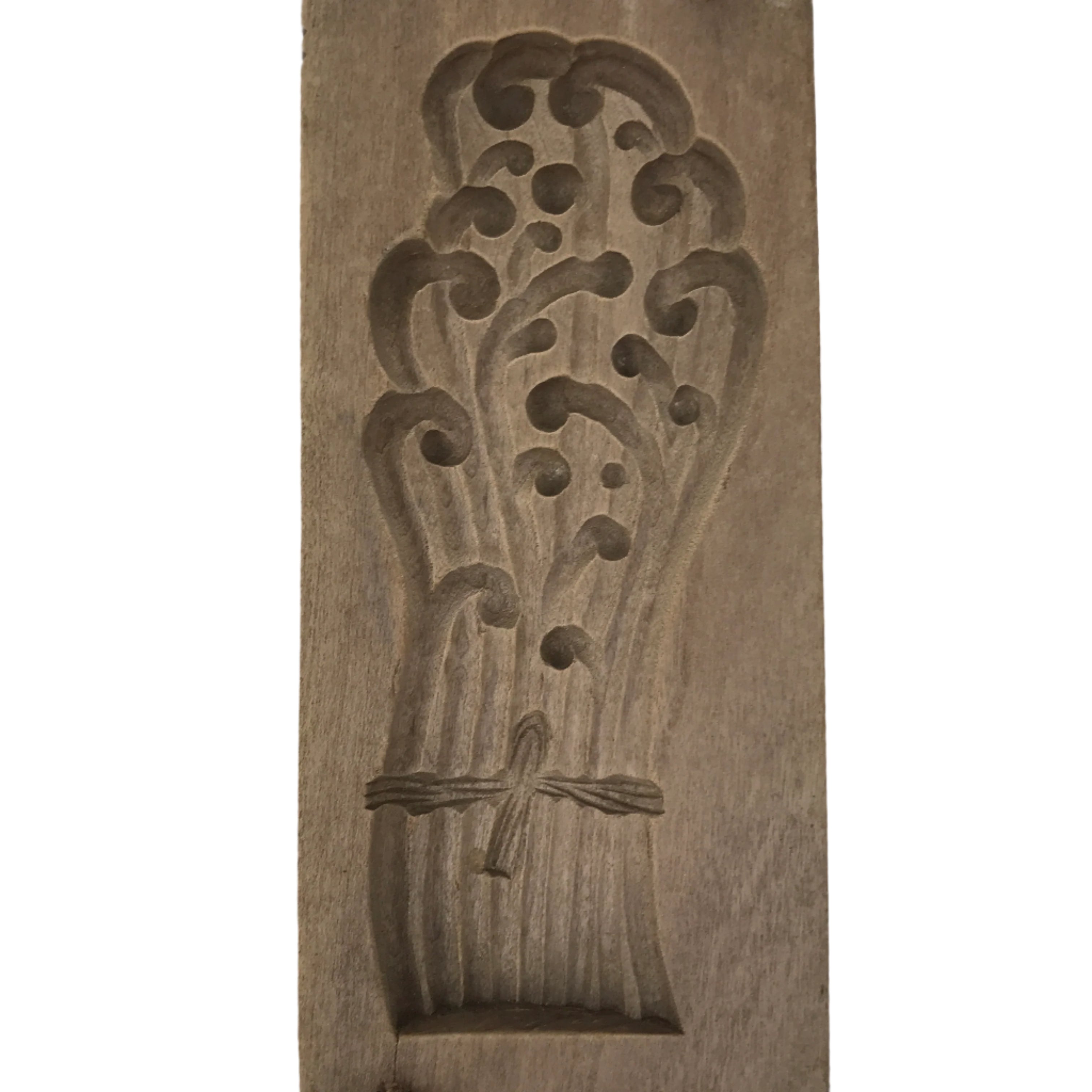 Japanese Wooden Kashigata Cake Mold Vtg Sweet Wagashi Warabi Plant Fern Kg666