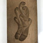 Japanese Wooden Kashigata Cake Mold Vtg Sweet Wagashi Warabi Plant Fern Kg667