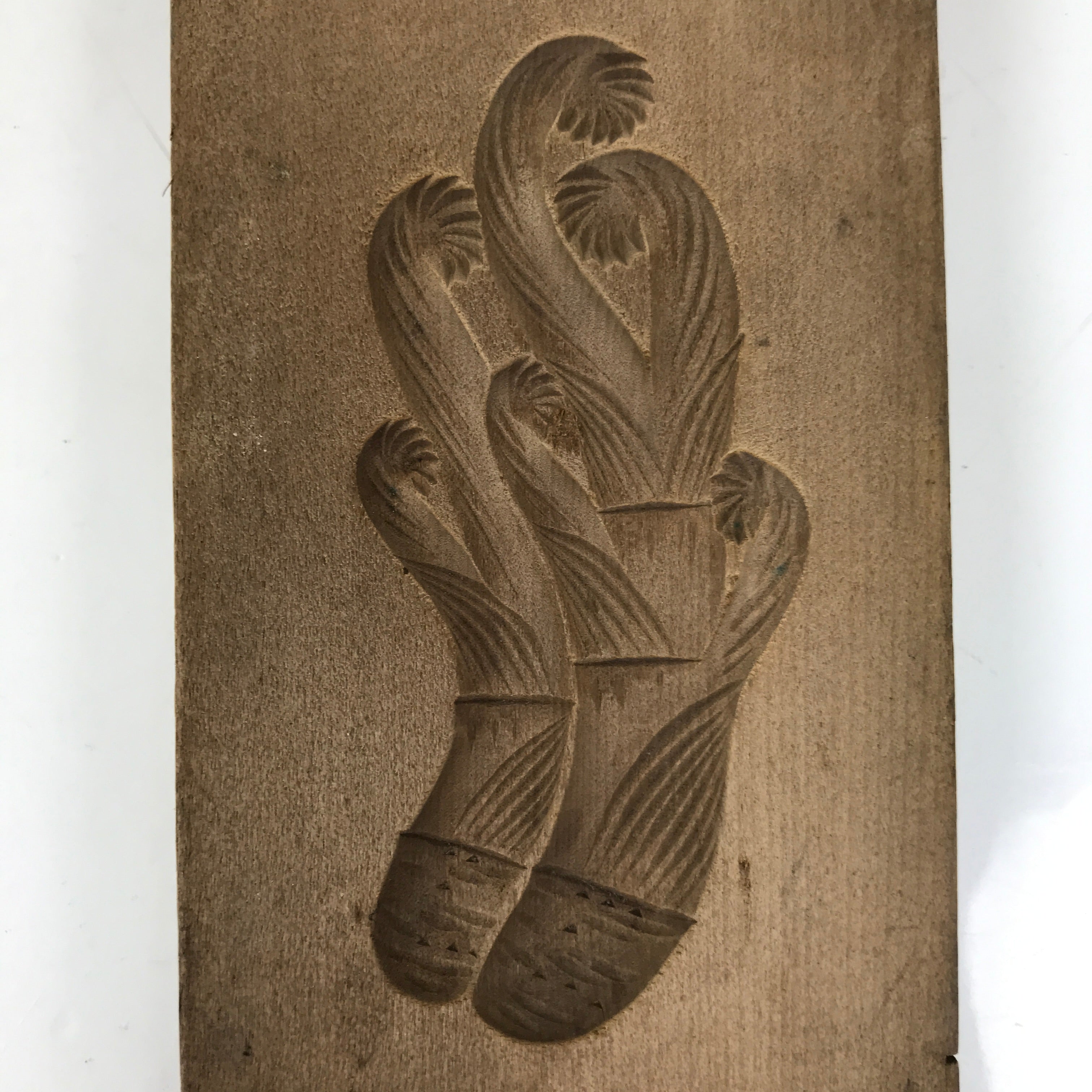 Japanese Wooden Kashigata Cake Mold Vtg Sweet Wagashi Warabi Plant Fern Kg667