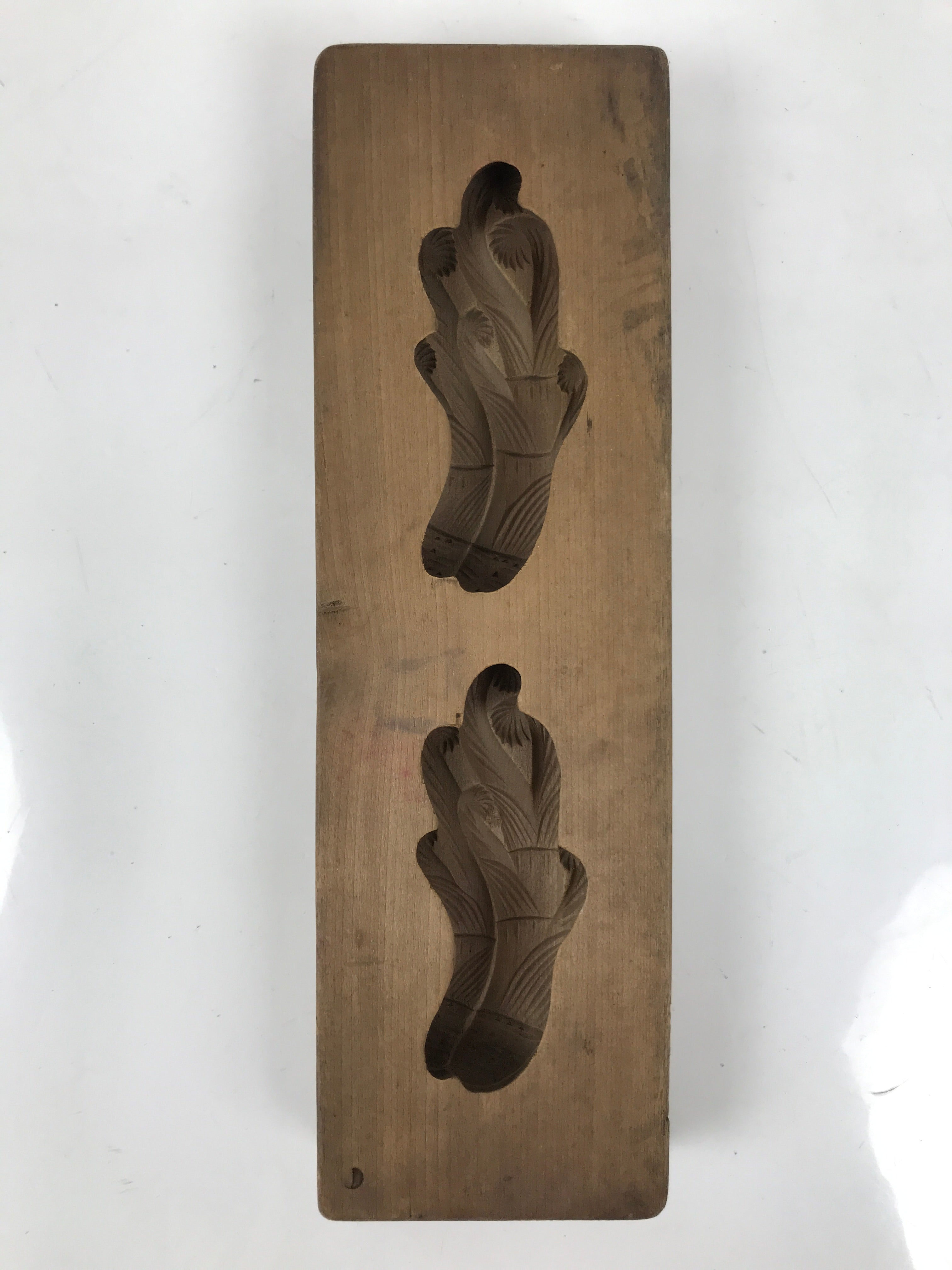 Japanese Wooden Kashigata Cake Mold Vtg Sweet Wagashi Warabi Plant Fern Kg667