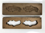 Japanese Wooden Kashigata Cake Mold Vtg Sweet Wagashi Warabi Plant Fern Kg667