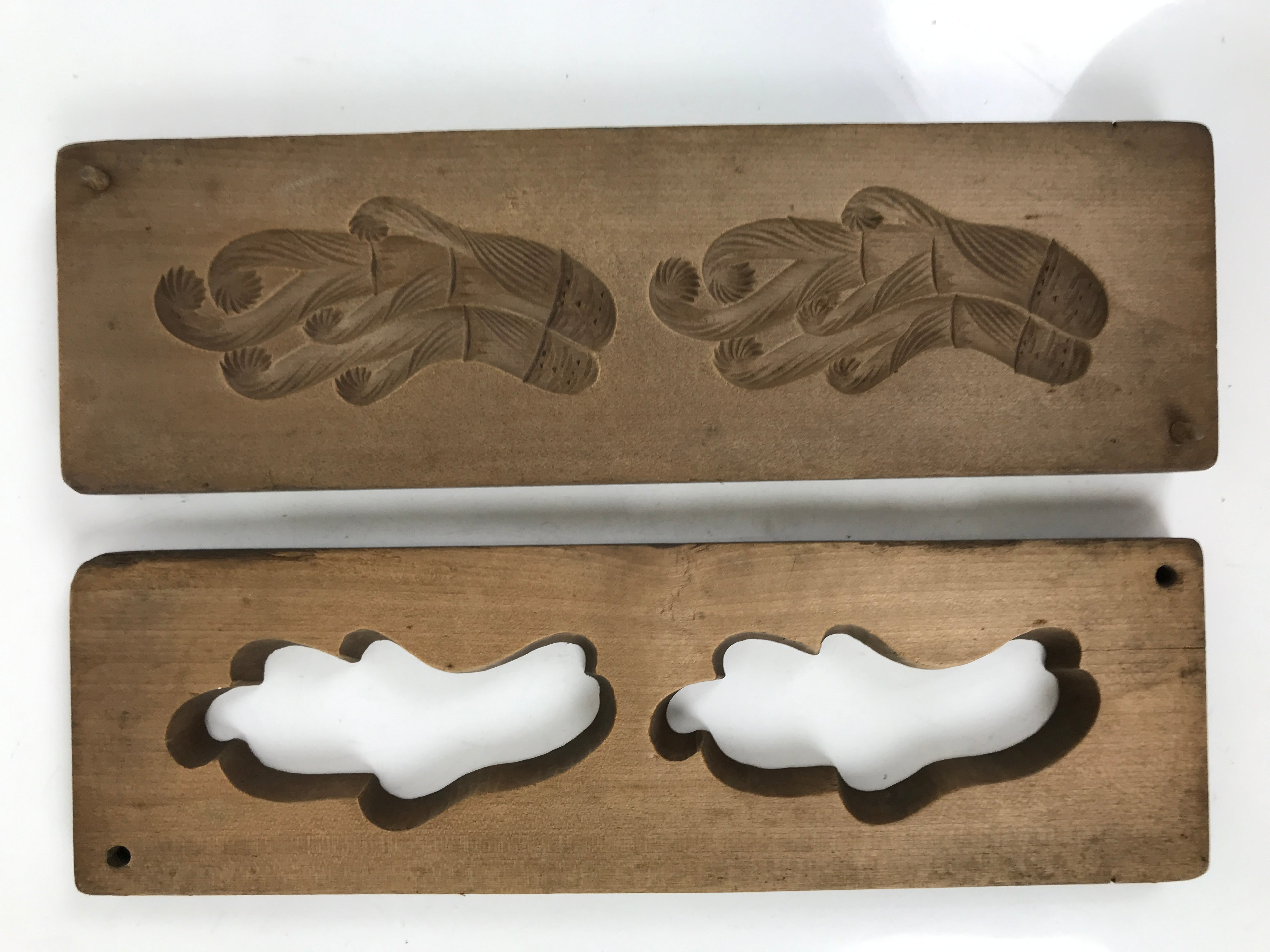 Japanese Wooden Kashigata Cake Mold Vtg Sweet Wagashi Warabi Plant Fern Kg667