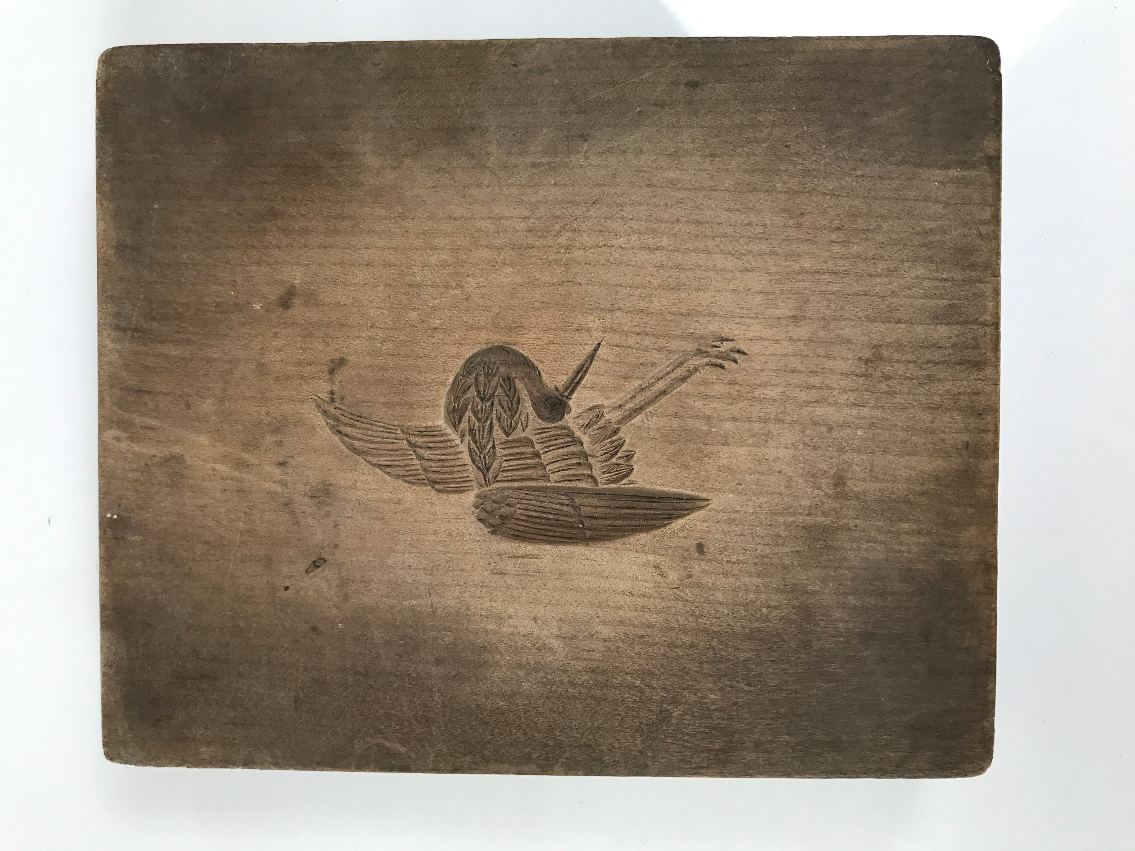 Japanese Wooden Kashigata Cake Mold Vtg Sweets Wagashi Crane Tsuru Bird Kg785