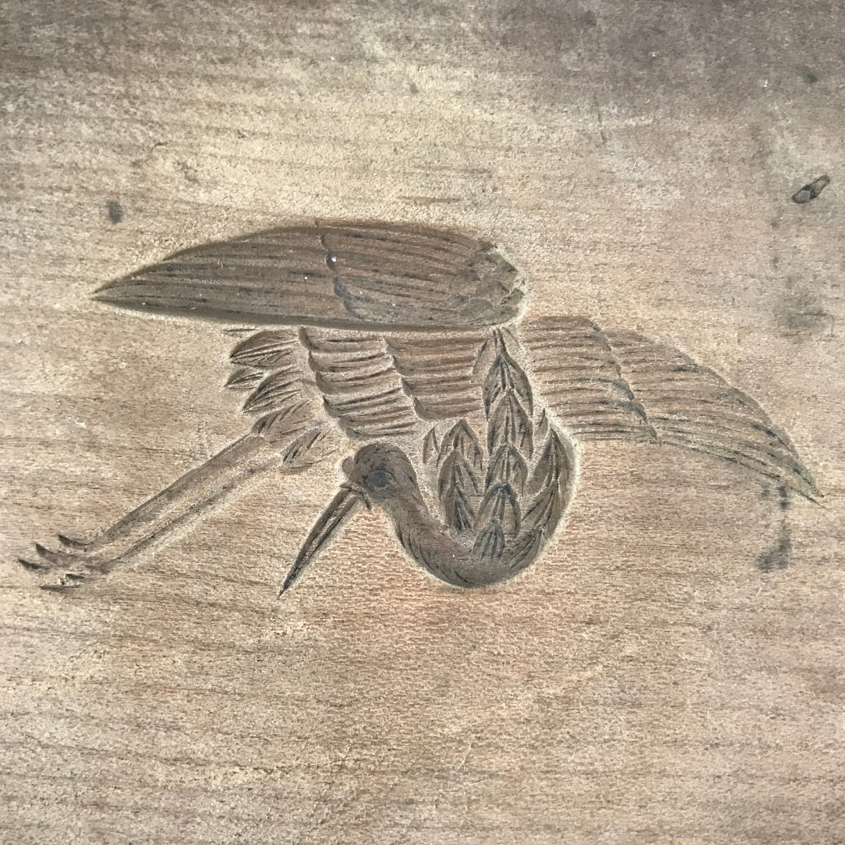 Japanese Wooden Kashigata Cake Mold Vtg Sweets Wagashi Crane Tsuru Bird Kg785