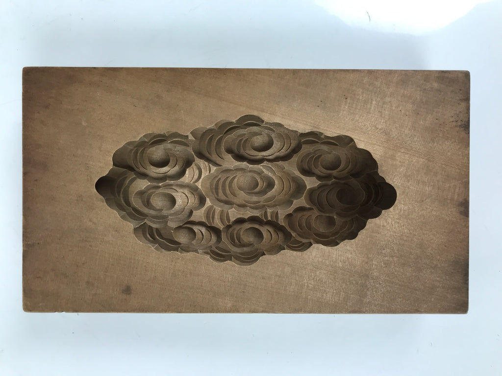 Japanese Wooden Kashigata Cake Mold Vtg Wagashi Sweets Clouds Kumo Design Kg676