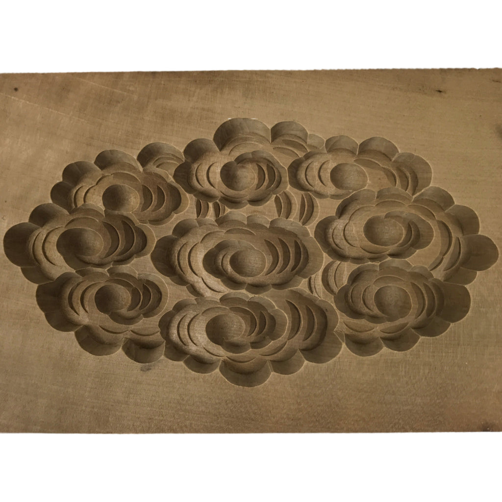 Japanese Wooden Kashigata Cake Mold Vtg Wagashi Sweets Clouds Kumo Design Kg676