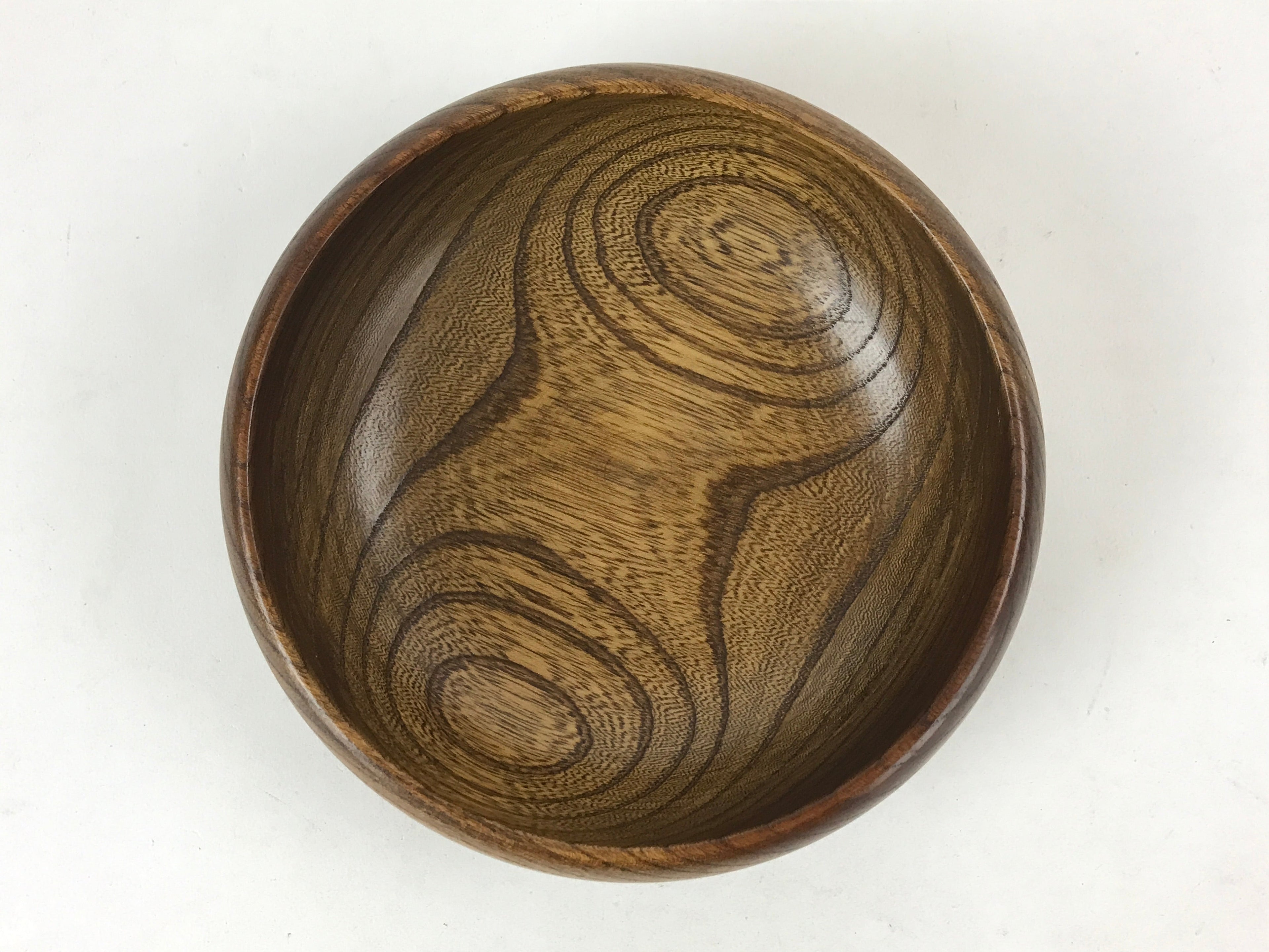 Japanese Wooden Kashiki Snack Bowl Vtg Kashibachi Small Round Brown L53