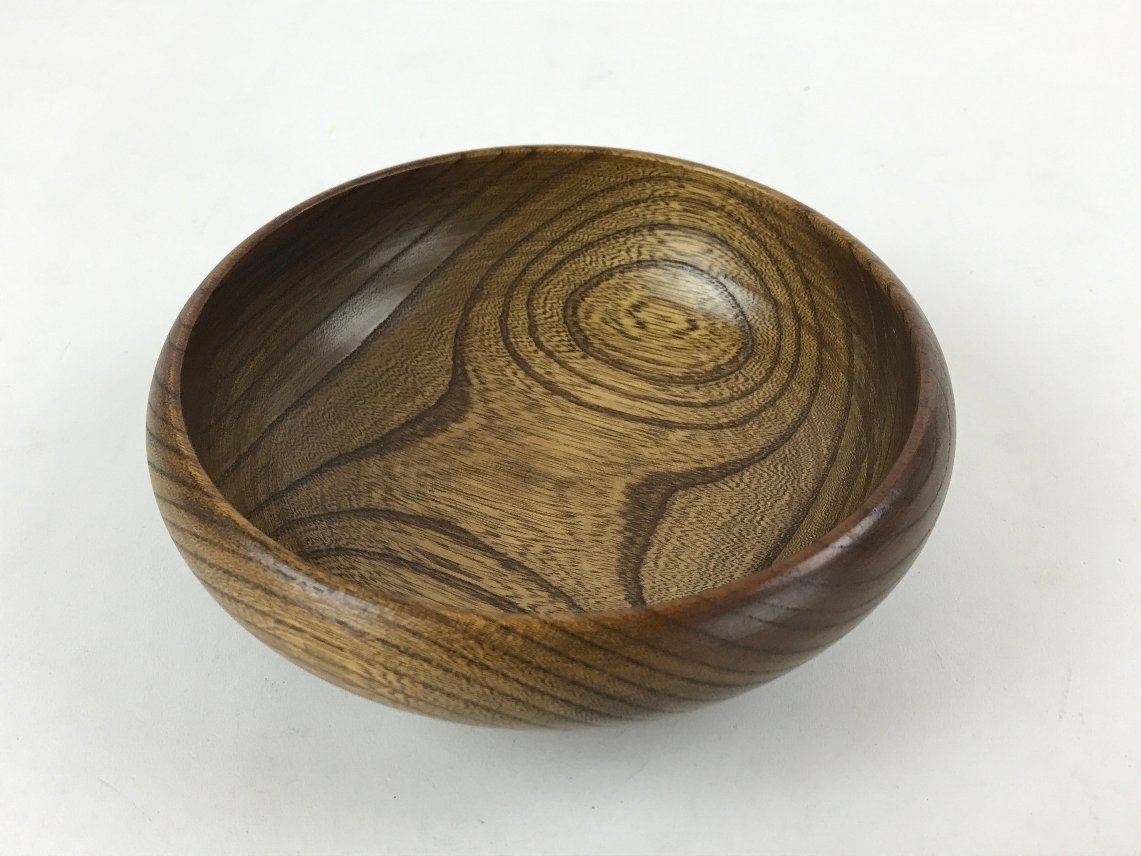 Japanese Wooden Kashiki Snack Bowl Vtg Kashibachi Small Round Brown L53